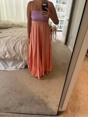 Lavender and Peach Two-Tone Maxi Dress